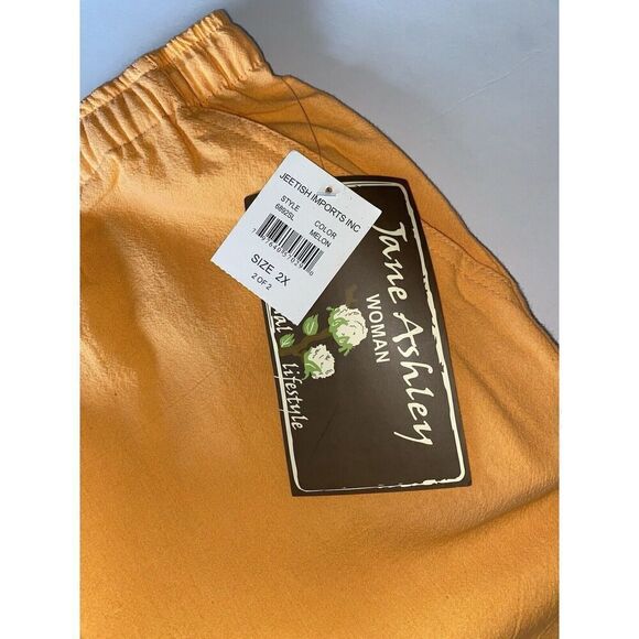 Jane Ashley Pull-On Pants Crop Capri Orange Drawstring Embellished Embroidery 2X - Picture 14 of 16